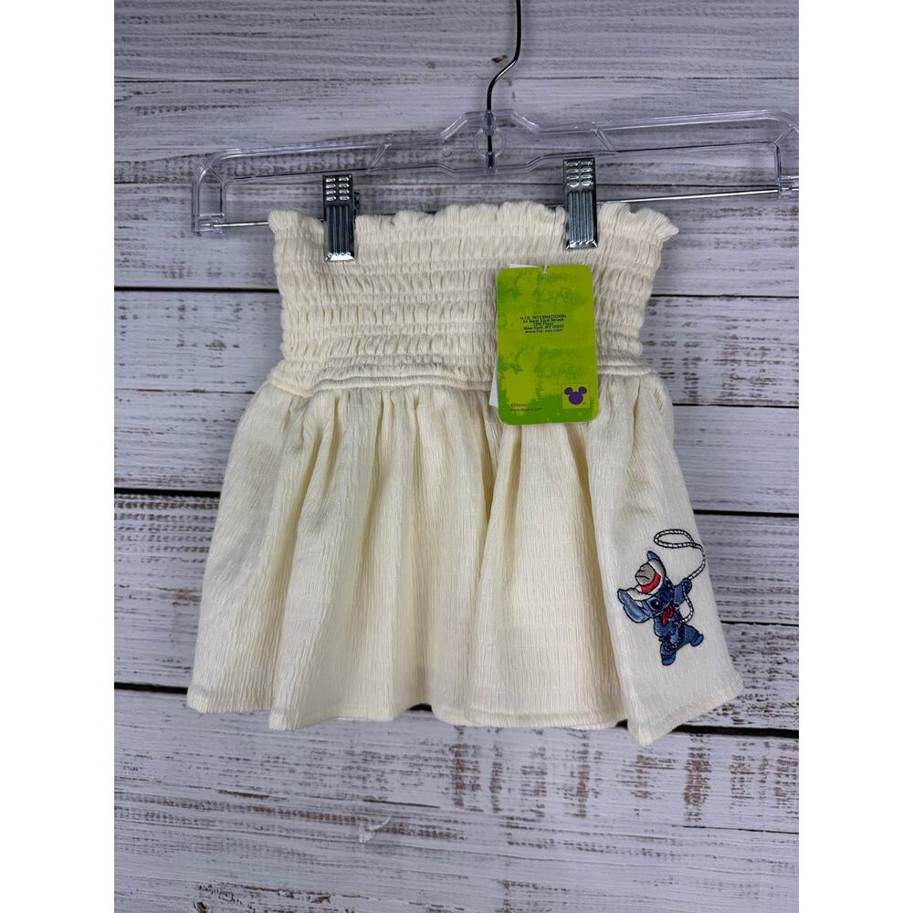 Disney Stitch Cream Skort Western Cowgirl Lasso New Girls XS Pull On Stretch